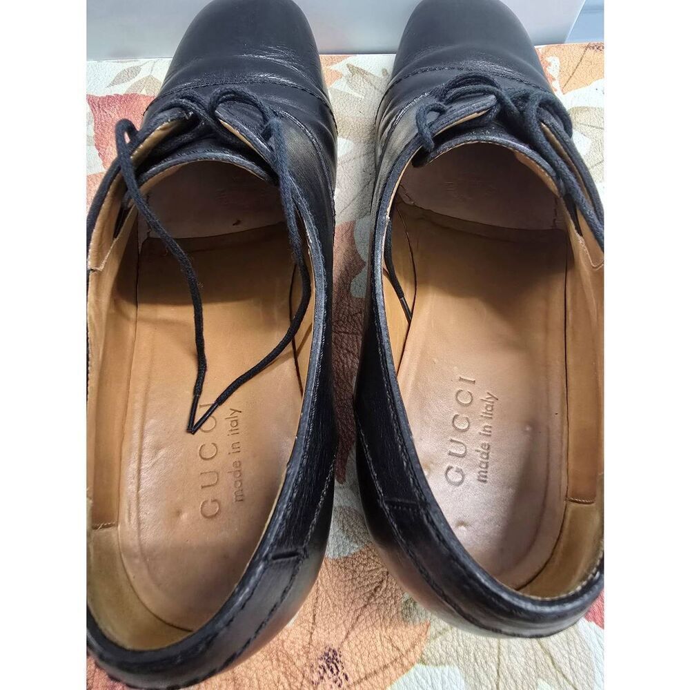 Gucci Leather Cap Toe Oxford Dress Shoes Men's Size 8.5 Black - Picture 6 of 8